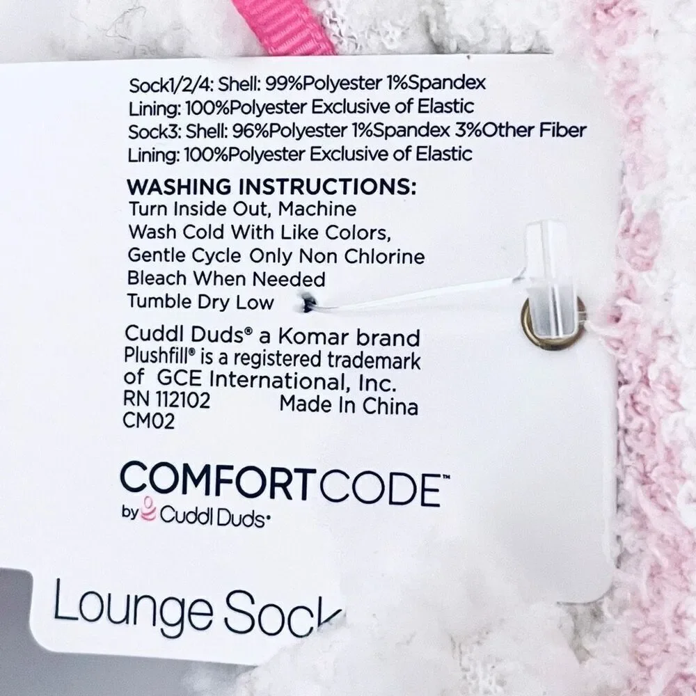 NWT Cuddl Duds Pink White 4-10 Shoe Sz Plush Fuzzy Sherpa Lined Cozy Gift Socks